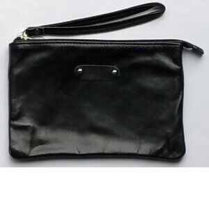 Maris 7.75" x 5.25" Leather Clutch Wristlet with Strap, Black